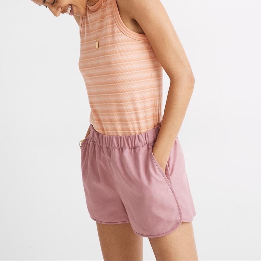 Madewell Pull On Easy Jogger Shorts in Blush Pink